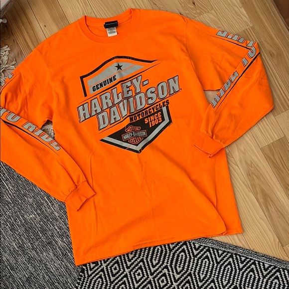 Harley-Davidson Other - Harley-Davidson Men’s Orange Long Sleeve Shirt SZ M